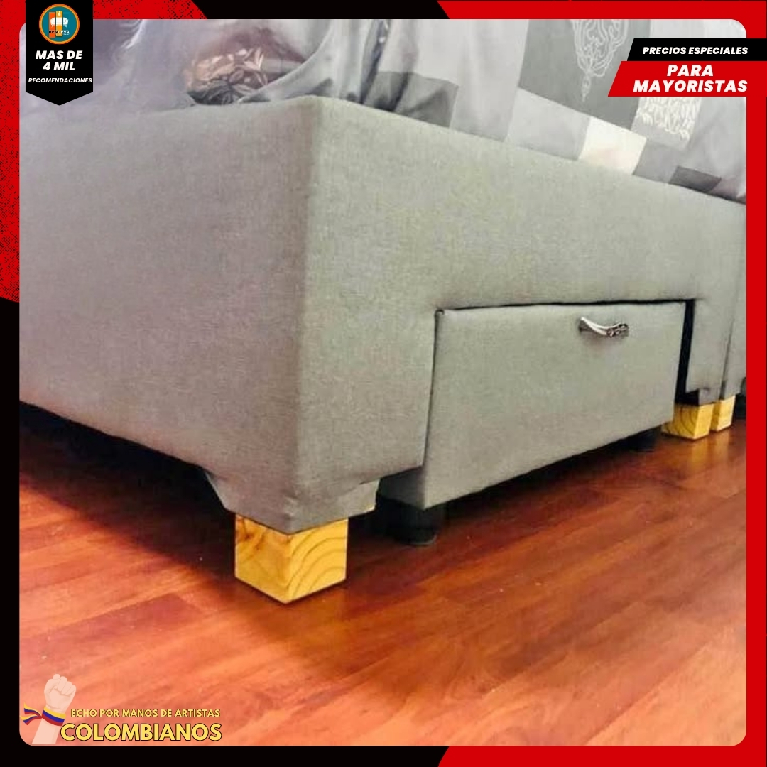 Base Cama Doble 140x190 con 2 Cajones y Espaldar con Vidrio Espejo – Diseño Moderno, Más Espacio y Elegancia Premium - Image 4