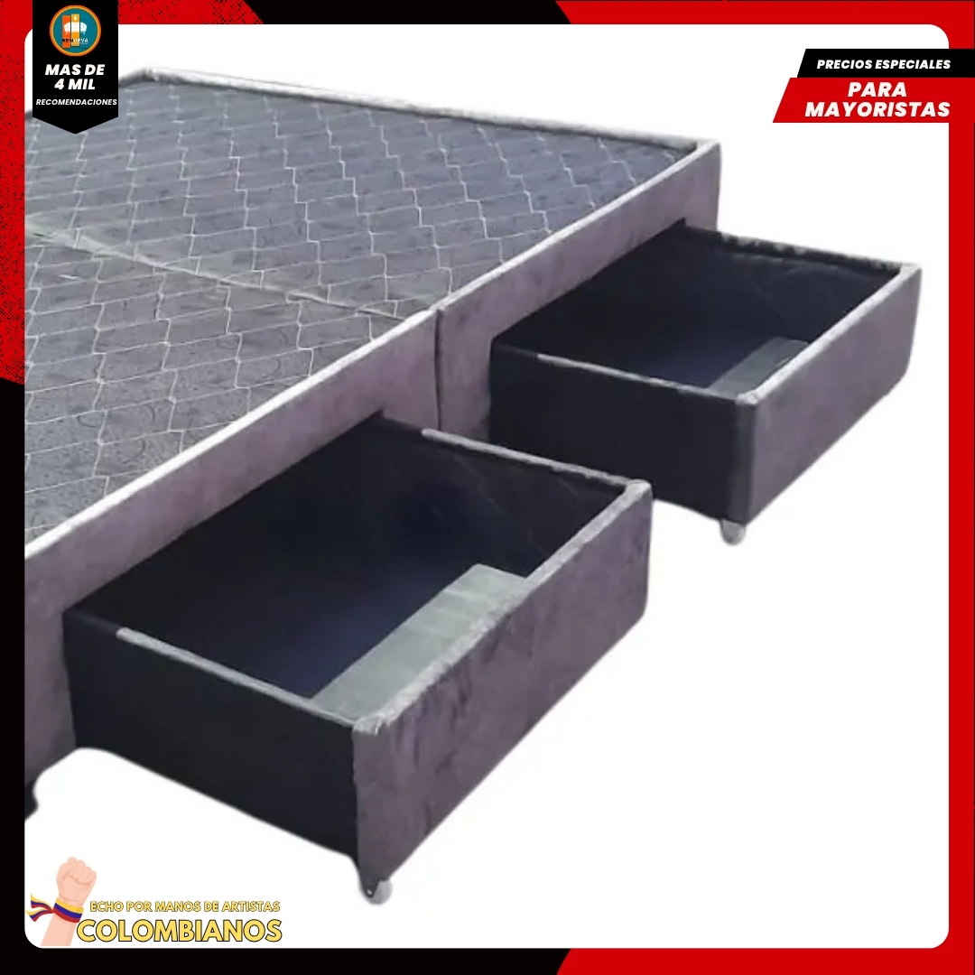 Base Cama Doble 140x190 con 2 Cajones y Espaldar con Vidrio Espejo – Diseño Moderno, Más Espacio y Elegancia Premium - Image 6