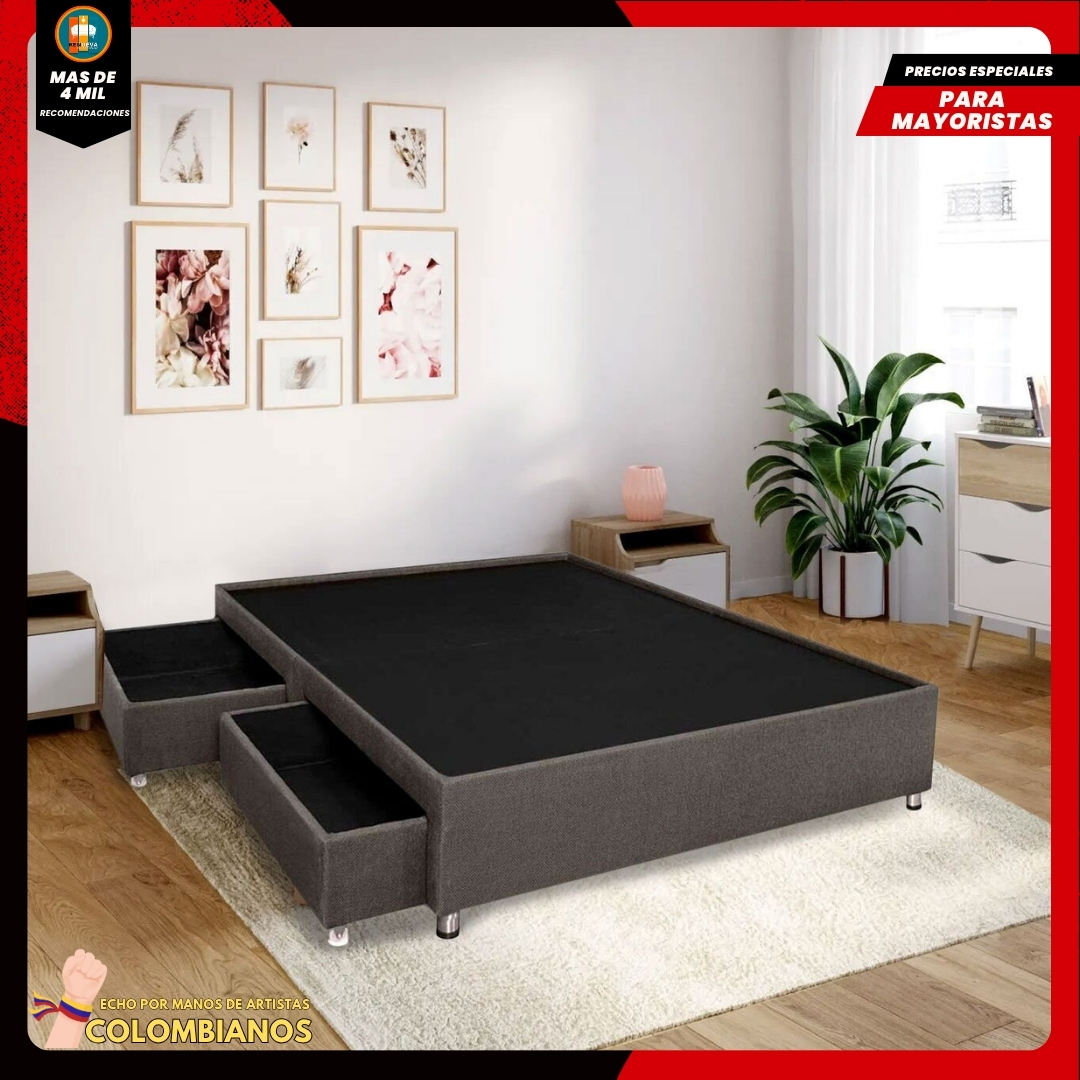 Base Cama Doble 140x190 con 2 Cajones y Espaldar con Vidrio Espejo – Diseño Moderno, Más Espacio y Elegancia Premium - Image 7